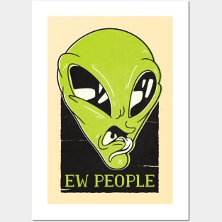 Alien Hating People Funny Artwork with Quote Posters and Art